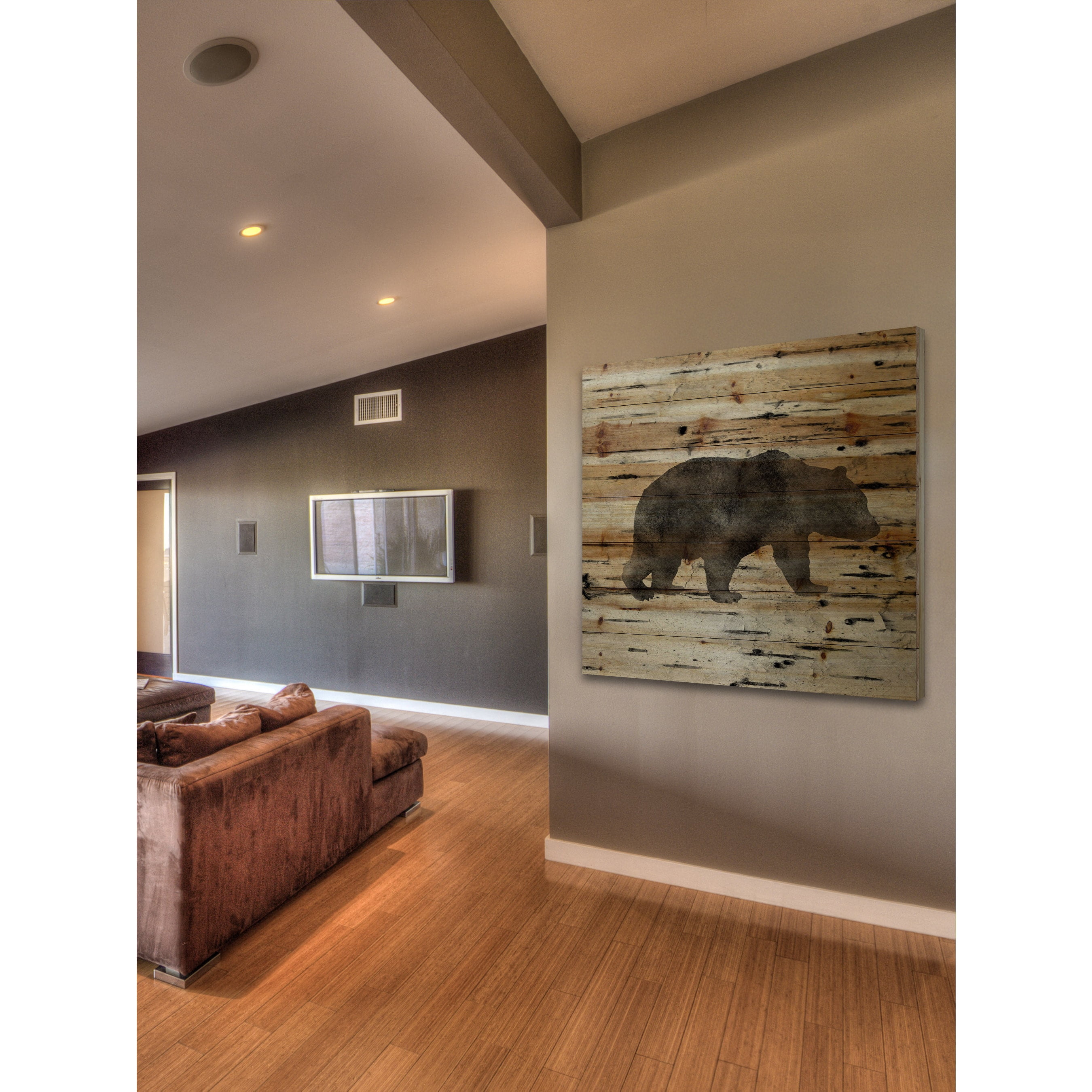 "Bear Birch Bark" Painting Print on Natural Pine Wood