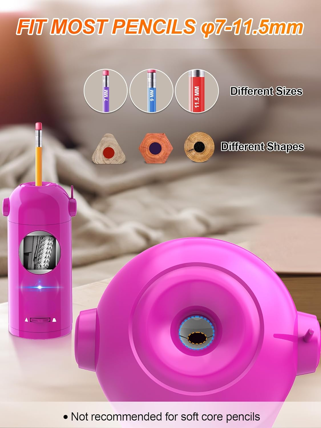 Electric pencil sharpener, fully automatic robotic pencil sharpener, suitable for 7-11.5mm pencils