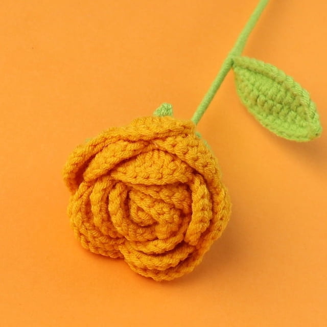 Girasol tejido a mano terminado, flor artificial, tejido de lana hecho a mano, girasol, tulipán, rosa, regalo