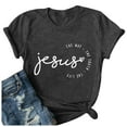 thumbnail image 3 of VOUZZA Womens Crew Neck Short Sleeve T Shirt Jesus Letter Print Faith Pattern Tee Casual Summer Top, 3 of 3