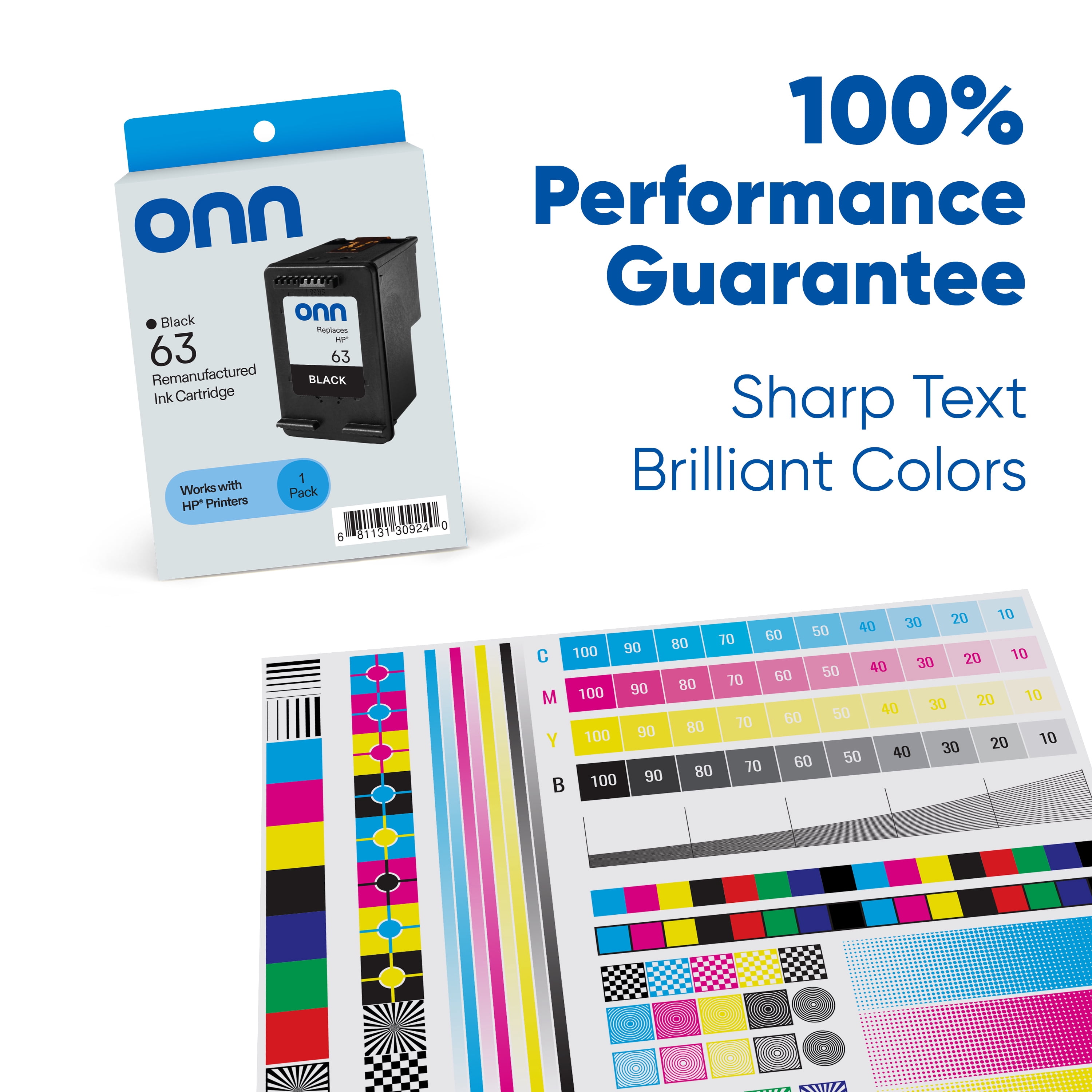 onn HP 63 Black Printer Ink Cartridge, (Remanufactured)