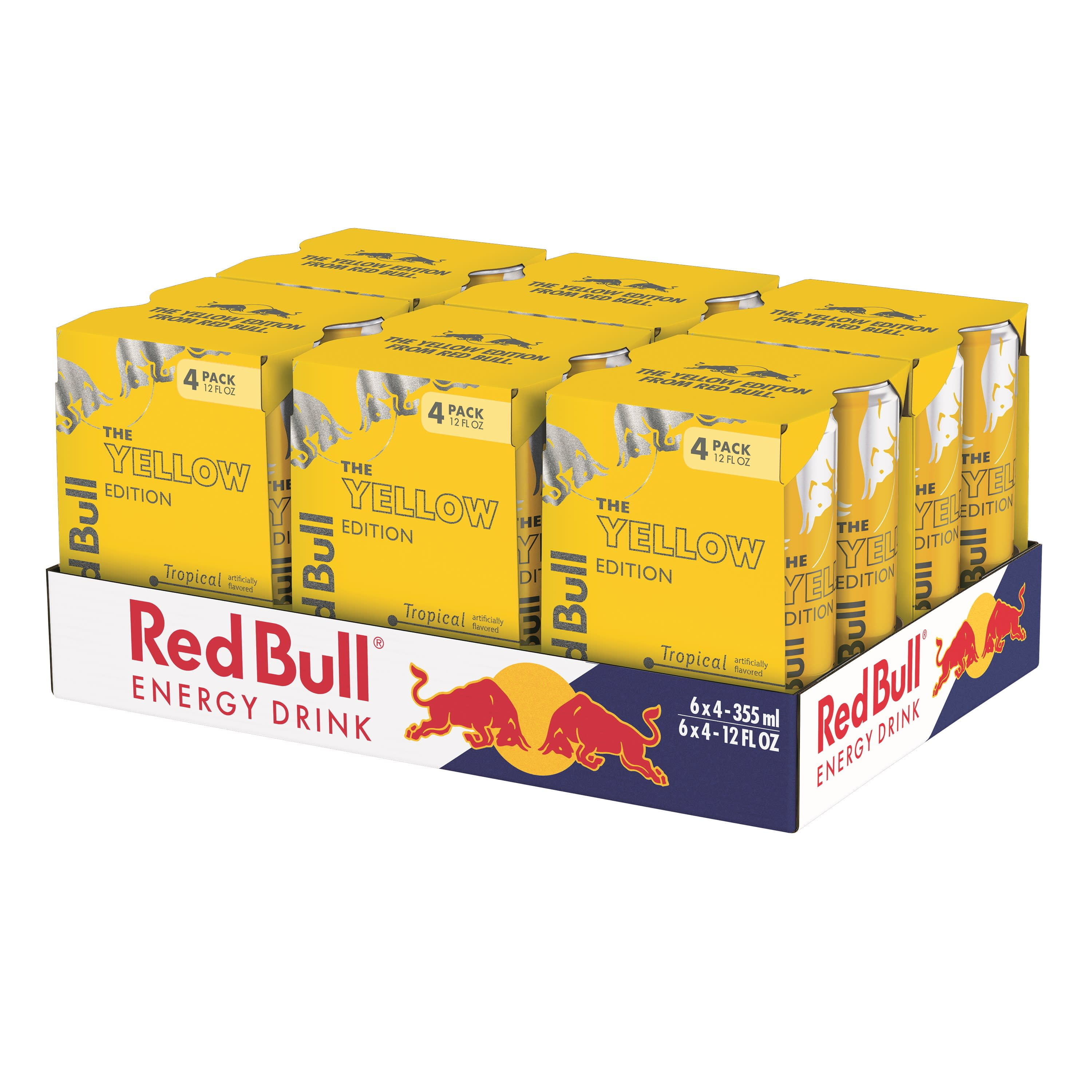 Red Bull Yellow Edition Tropical Energy Drink, 12 fl oz, 6 Packs of 4 Cans