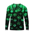 thumbnail image 6 of DORKASM Men Halloween Shirt Long Sleeve Lightweight Pumpkin Causal Shirts Crew Neck Skeleton 2026 Vintage Tops Fashion Fall Winter Funny Print Costumes Green S, 6 of 7