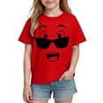 thumbnail image 5 of Auroural Girls Short Sleeve Shirts Size 8-10 Short Sleeve Shirts for Girls Kids Boys Girls Solid Color Cute Expression Print Short Sleeve Loose Comfortable T-Shirt Top Boys Summer Tops, 5 of 6