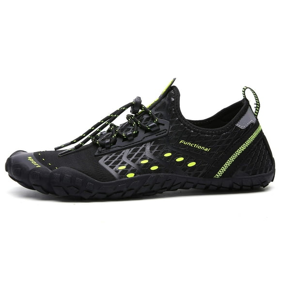 UBFEN Chaussures de Natation pour Hommes Chaussures de Natation Aqua Chaussures de Plage Sports Sèches Rapidement Pieds Nus pour la Navigation de Plaisance Plongée Surf avec Drainage Conduite Yoga 13 Femmes 11 Hommes D Noir Vert