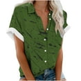 thumbnail image 1 of Pompotops Chemisier Décontracté à Revers pour Femme, Manches Courtes, Imprimé, Chemise Ample, Hauts, Boutons, Cardigan, Liquidation, 1 of 5
