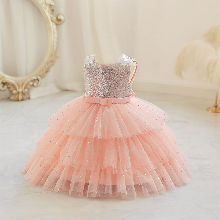 Cethrio Girls Dresses Special Occasion Formal Sequins Pink Princess Dress  Size 3M - Walmart.com