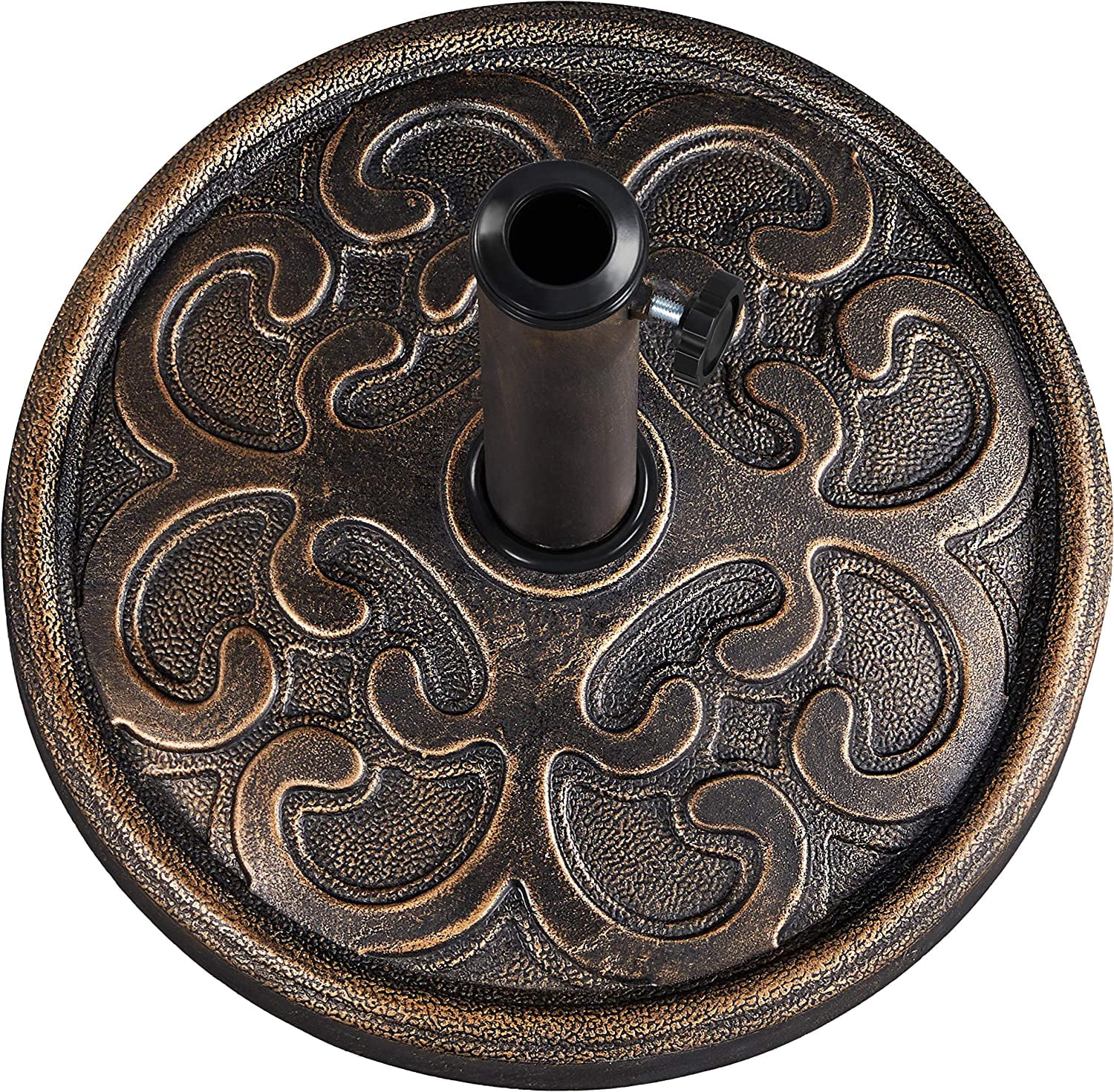 HJTER 22lbs Umbrella Base Stand Heavy Duty Outdoor Patio Umbrella Stand for Deck, Garden, Lawn - Bronze