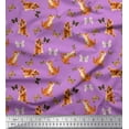 thumbnail image 1 of Soimoi Purple Poly Georgette Fabric Insect & Cat Animal Printed Craft Fabric by The Yard 52 Inch Wide, 1 of 3