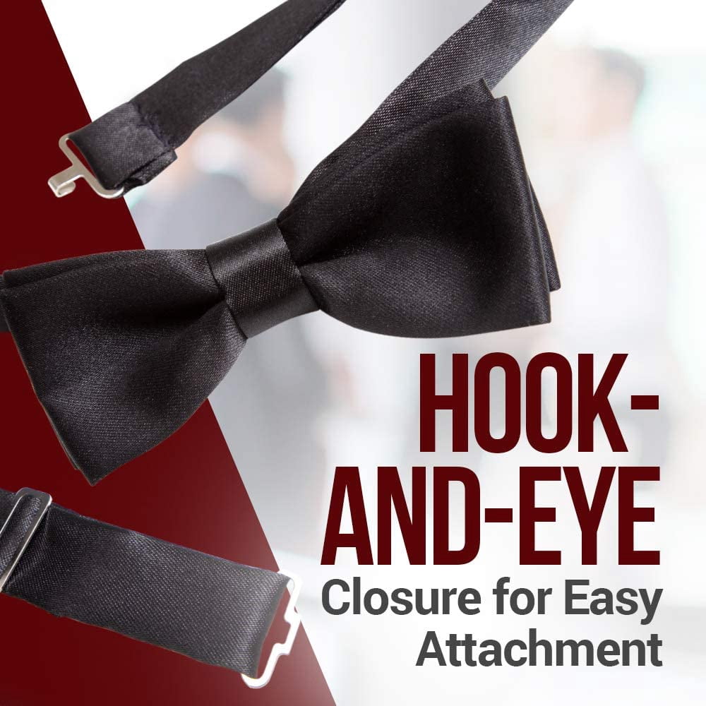 Hold'Em Bow Tie For Mens Boys and Baby Satin look Solid Color Adjustable Pre-tied