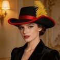 thumbnail image 5 of Hsqqdc Adults Felt Pirate Hat with Feather Renaissance Musketeer Buccaneer Colonial Headwear, 5 of 7