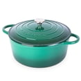 thumbnail image 1 of Olla holandesa de hierro fundido con tapa – Cacerola esmaltada antiadherente apta para horno – Batería de cocina resistente para horno holandés – Verde oscuro, 7.3 cuartos, 30 cm – de Nuovva, 1 of 5