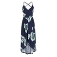 thumbnail image 3 of SMihono Robe Maxi Bohème d'Été pour Femmes Grande Taille Robe Maxi Asymétrique pour Femmes Décontractée à Col en V d'Été à Fleurs Sans Manches Robes de Plage Évasées Robe d'Été, 3 of 8