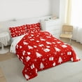 thumbnail image 3 of Manfei Red White Xmas Queen Comforter Set for Children, Merry Christmas Bedding Sets, Happy New Year Festival Bedding Comforter Set, Microfiber Bedroom Decor, Reversible 3 Pieces, 3 of 8
