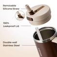 thumbnail image 2 of Carote Insulated Stainless Steel Tumbler with Handle and Lid, Leakproof Double Wall Vacuum Travel Mug, Reusable Cup for Hot & Cold Drinks, Brown, 40oz, 2 of 8