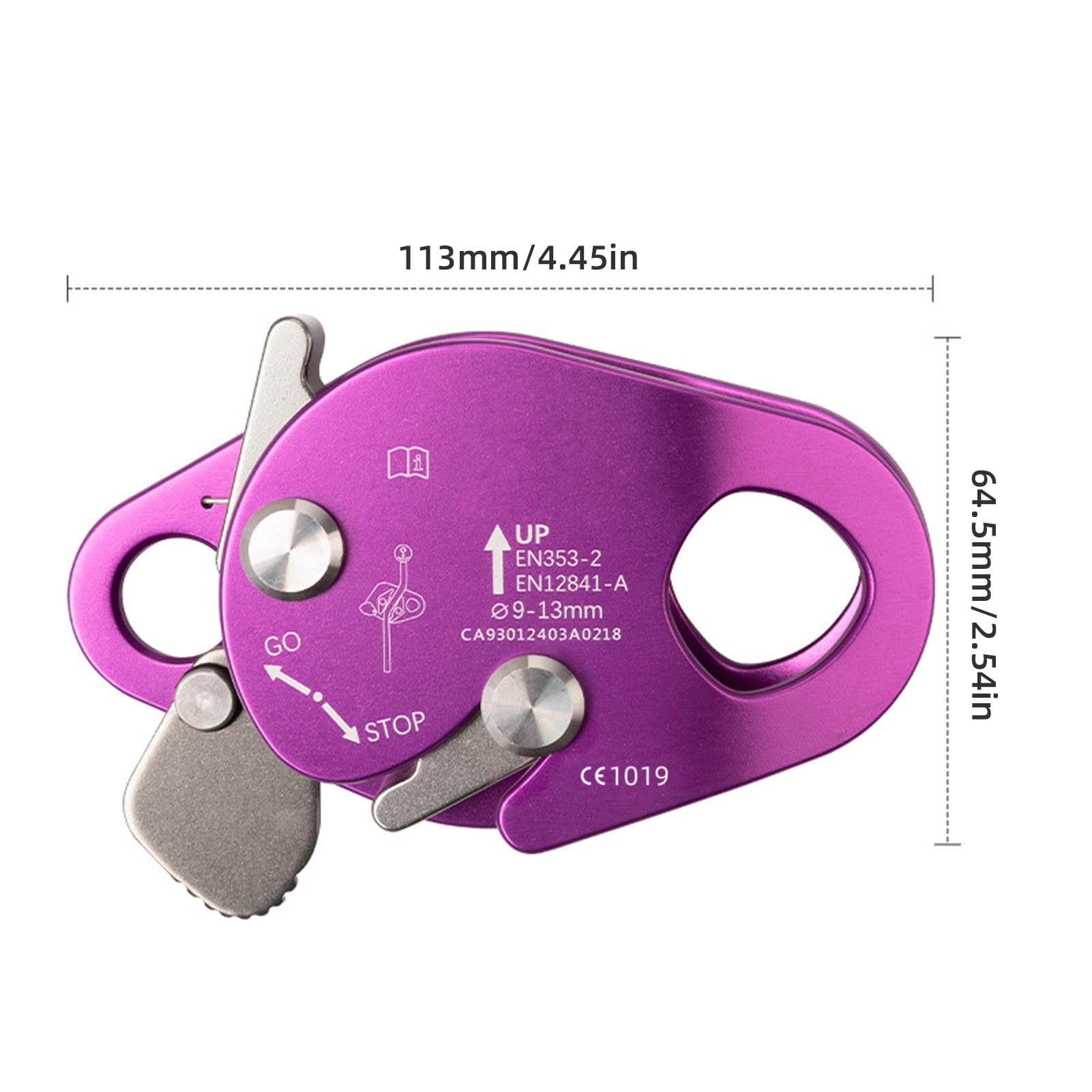 YAHHU Climbing Rope Grab Belay Device Practical Trees Climb Ropes Survival Tools for Mountaineering Caving High Altitude Fall Protection Self-Locking Gear, Purple