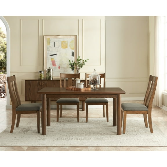 HQZX 60"Dining Table for 6 Person,Retro Kitchen Table,with Solid Wood Legs,Walnut
