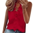 thumbnail image 2 of LIZUOJUNF Womens Tops Women's Blouses Dressy Boho Casual Ruffle Short Sleeve Tops Business Outfits Ladies Summer 2025 Trendy Work Shirts Cute Trendy Blouses, 2 of 5