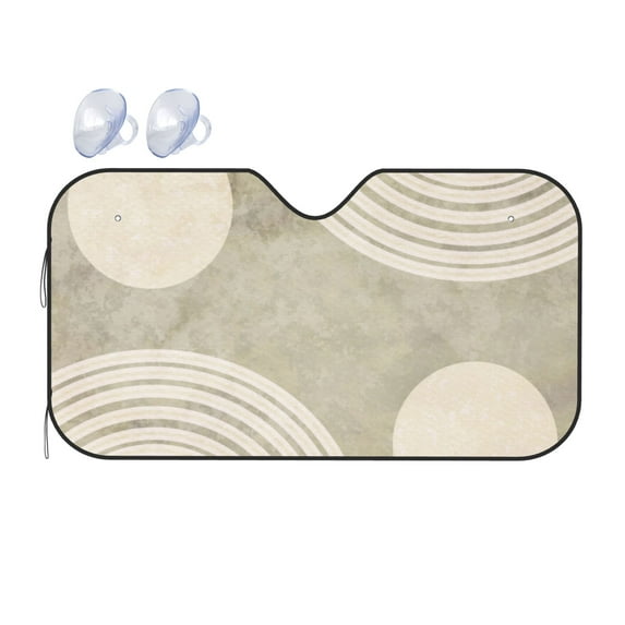 YFYANG Front Windshield Sun Shade, Bohemian Style Beige Print Foldable Car Visor for Cars, Trucks, SUVs, Small