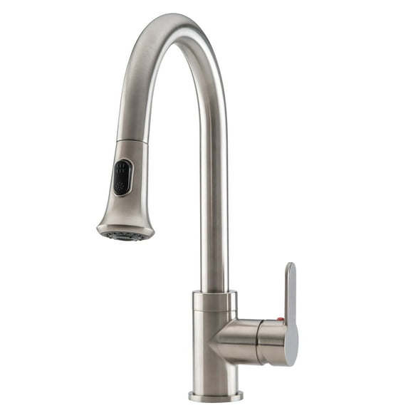 Ancona Rivella Robinet de Cuisine à Bec Rétractable à une Poignée à Double Jet en Nickel Brossé
