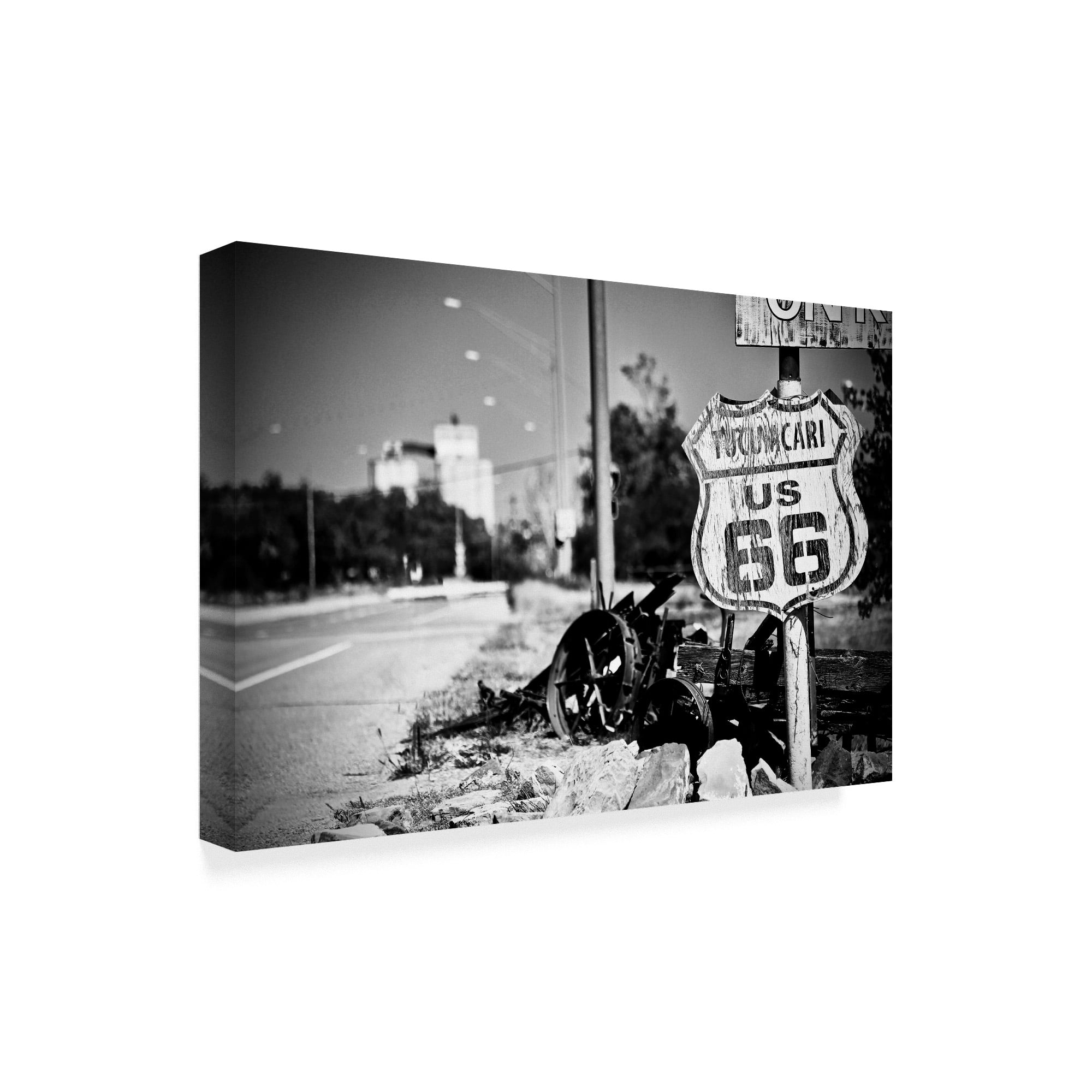 Route66 Sign Black and White' Canvas Art by American School