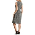 thumbnail image 3 of INSPIRE CHIC Women's Tweed Round Neck Knee Length Sleeveless Work A-Line Dress L Black Beige, 3 of 5