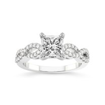 2 Carat IGI Certified Princess Shape Lab Grown Diamond Engagement Ring | 14K White Gold | Lorene Twisted Shank Lab Diamond Ring | FG-VS1-VS2 Quality Friendly Diamonds