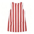 thumbnail image 6 of ClodeEU Women's Crew Neck Sleeveless Stripe Mini Dress with Pockets,Casual Summer Swing Dress Red,Women's Plus L, 6 of 7