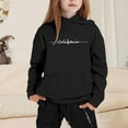 thumbnail image 2 of lnmuld Two Piece Outfits Girls Fashion Hooded Letter Print Sweatshirt Outfit Set Cozy Everyday Wear for All Day Play and School Activities Solid Color Size:9-10 Years, 2 of 4