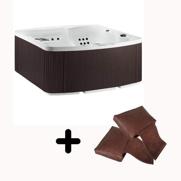 Lifesmart LS550 Plus Hot Tub Pillow Bundle - 5 Person, 65- Jet, 220-Volt Spa Arctic White/ Espresso with Spa Pillows included!