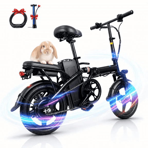 14" Mini Folding Electric Bike for Adults Teens, 500W Peak Motor 20MPH 20 Mi Range, 36V 12Ah Removable Battery, Compact City Commuter Ebike with Dual Suspension, UL2849 Certified