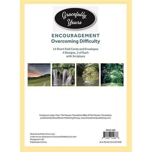 Gracefully Yours Encouragement Cards "Overcoming Difficulty" - 12 Cards & Envelopes