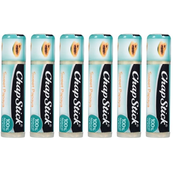 Pack of (6) ChapStick 100 Percent Natural Lip Butter Tube, Sweet Papaya Flavor, 0.15 Oz