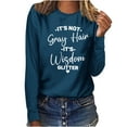thumbnail image 2 of CLOISE Sweatshirt for Women Letter Print Pullover Sweatshirts Round Neck Long Sleeve Hoodies Shirts Blue Basic Tees Fall Cute Preppy Clothes XL, 2 of 4