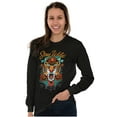 thumbnail image 4 of Stay Wild Tiger Head Rose Tattoo Plus Size Long Sleeve Graphic Tee Shirt Brisco Brands 3X, 4 of 5