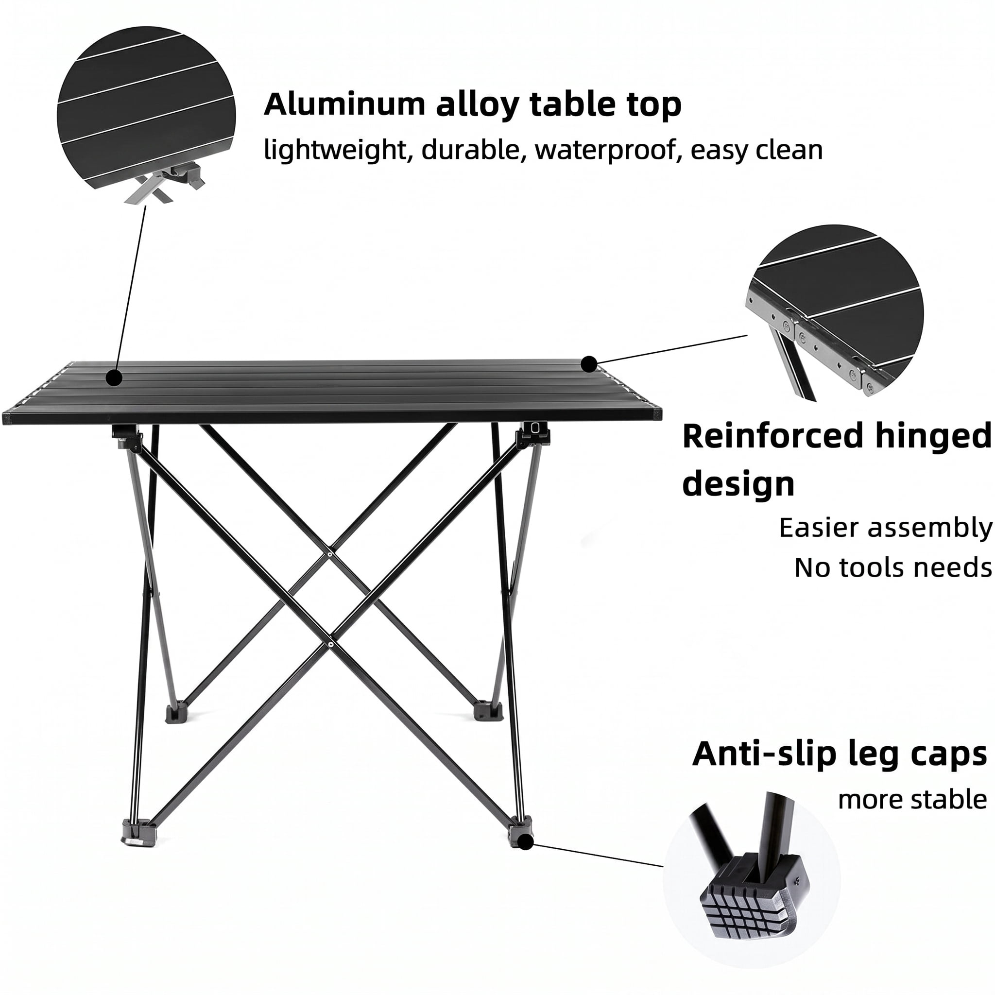 Ultralight M Size Folding Camping Table 3.1 LBS, Aerospace Aluminum Portable Backpacking Table with Upgraded Nylon Hinges, Supports 60 LBS for Camping Hiking Fishing Beach Picnic