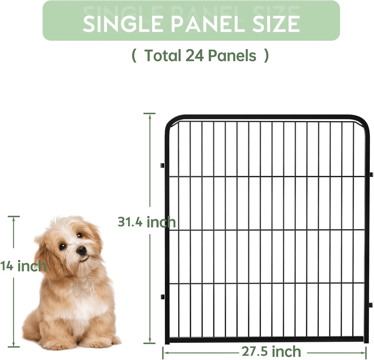 Outdoor Garden Fence with Gate 24 Pack 32in (H) x 55ft (L), Heavy Duty Metal, Decorative Outdoor Yard Fencing for Dogs, Temporary Dog Fence for Backyard, Patio, Garden