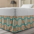 thumbnail image 1 of Lotus Bed Skirt, Mandala Motifs of the Oriental Cultures with Bohemian Inspired Flower, Elastic Bedskirt Dust Ruffle Wrap Around for Bedding Decor, 4 Sizes, Pale Blue Beige Peach, by Ambesonne, 1 of 2