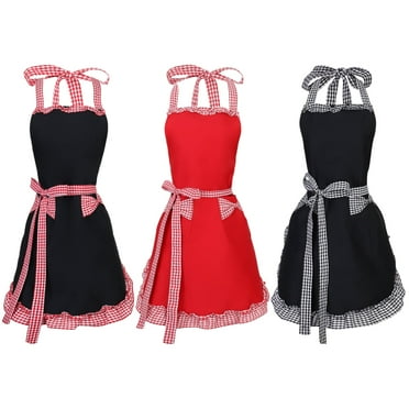 AOWOO 3 Pack Cute Retro Aprons with Pockets for Women Girls, Vintage Kitchen Cooking Apron for Cooking, Baking, Gardening, Adjustable Strap with Waist Ties Aprons Gifts for Mom Wife Sister Grandma
