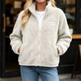 thumbnail image 6 of Enjoytime Fleece Jacket Women Stand Collar Long Sleeve Zip Up Coat Casual Cozy Warm Outerwear Fall Winter Plus Size Clothes, 6 of 8