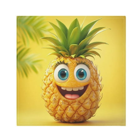 Satin Napkin Square 20 Inches Soft Smooth Decorative Napkins for Party Wedding Banquet and Dinner Yellow Pineapple