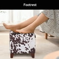 thumbnail image 6 of Adeco Small Foot Stool Ottoman, 16.3" Linen Cube Ottoman Foot Rest with Wood Legs, Upholstered Ottomans Footstool for Living Room, Bedroom, Couch, Cow Print, 6 of 8
