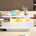 thumbnail image 4 of Noble House 35.4" High-Gloss Coffee Table,LED Lit with 2 Drawers,White, 4 of 10