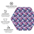 thumbnail image 3 of Honeii Skull Flower Blue print Leather Coaster Set of 4, ideal for safeguarding your furniture from drinks spills and effortless cleanup-Hexagon, 3 of 6