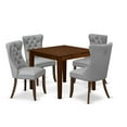 thumbnail image 7 of 5 Piece Dining Set - Square Wood Table & 4 Upholstered Chairs - Coastal Chic Design, 7 of 7
