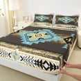 thumbnail image 3 of jejeloiu Vintage Aztec Rhombus Twin Sheet Sets,Brown Cyan White Twin Fitted Sheet,Ancient Bohemain Geometric Flat Sheet For Kids,Luxury Bedroom Decor,3 Pieces, 3 of 7