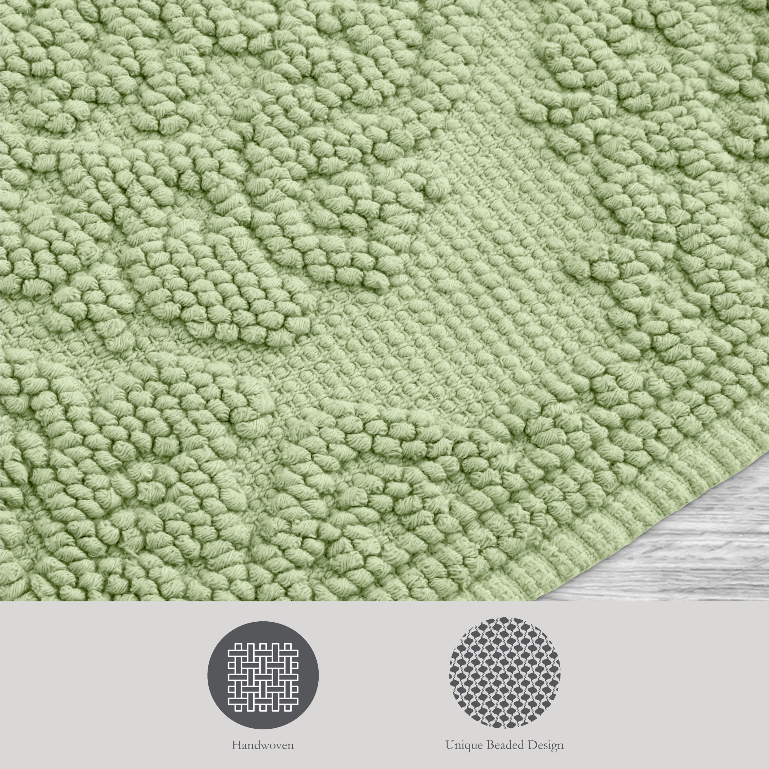 Jean Pierre Ricardo Cotton Fringe 17 x 31 in. Bath Rug, Sage Green