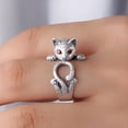 thumbnail image 5 of Anillo de gato bonito para mujeres y niñas, anillo abierto ajustable en forma de gatito, anillo de dedo de Animal de gato de cristal encantador, joyería de regalo para mascotas y gatitos, 5 of 5
