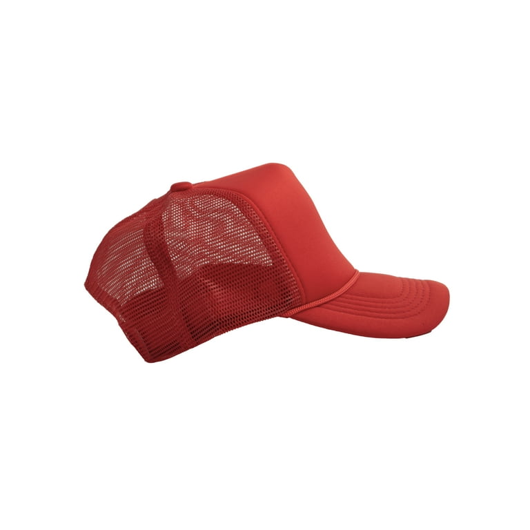 Top Headwear Blank Trucker Hat - Mens Trucker Hats Foam Mesh Snapback Red