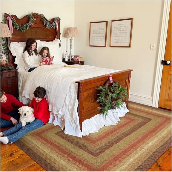 Homespice Gingerbread Brown Jute Braided Rug 5x8' for Living Room, Bedroom Rug and Dining Room. Pet Friendly. Decor Styles- Farmhouse Rug, Rustic, Vintage, Cottage, Primitive, Country, Boho Rug